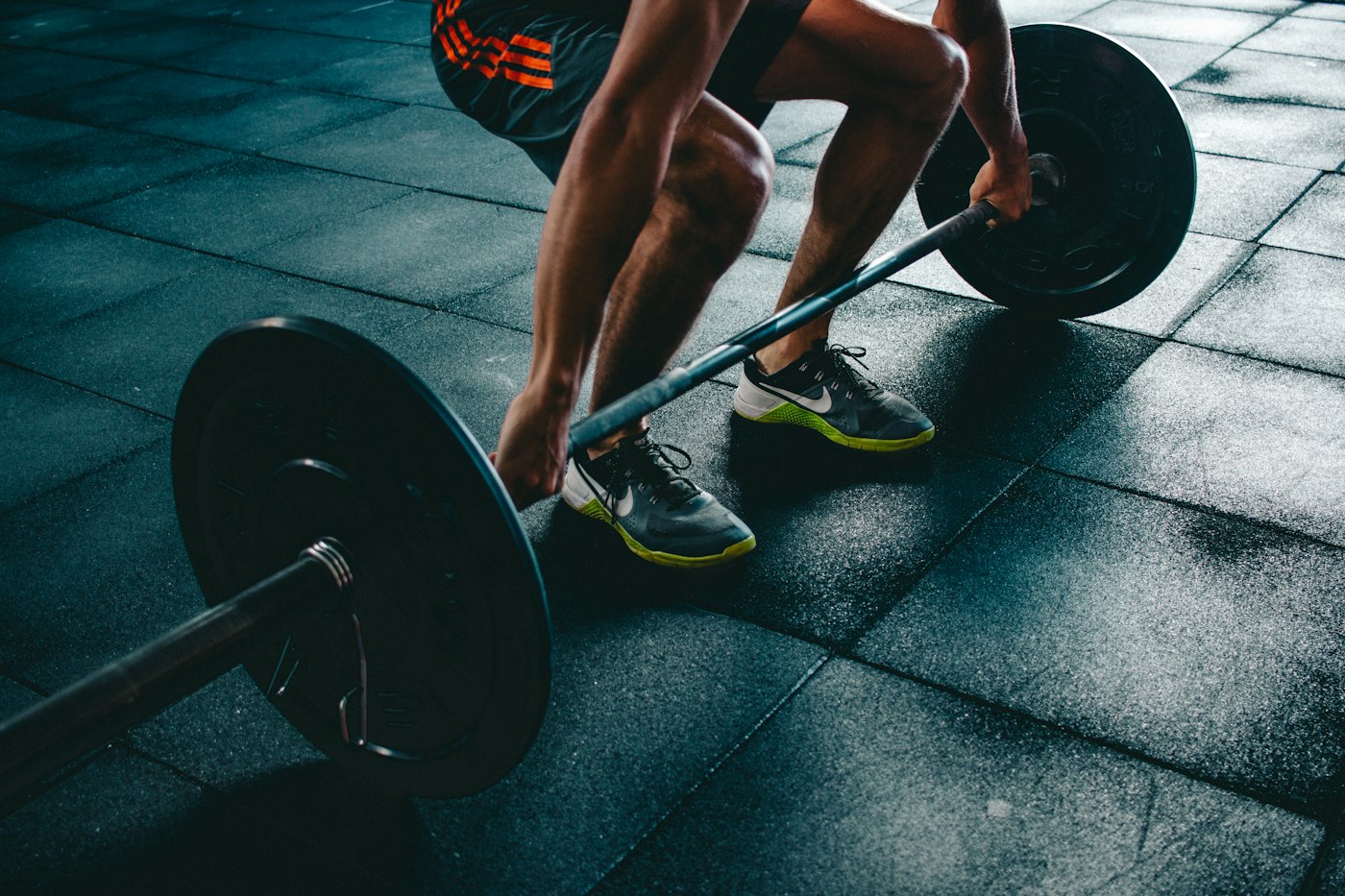 Dumbbell on dark floor